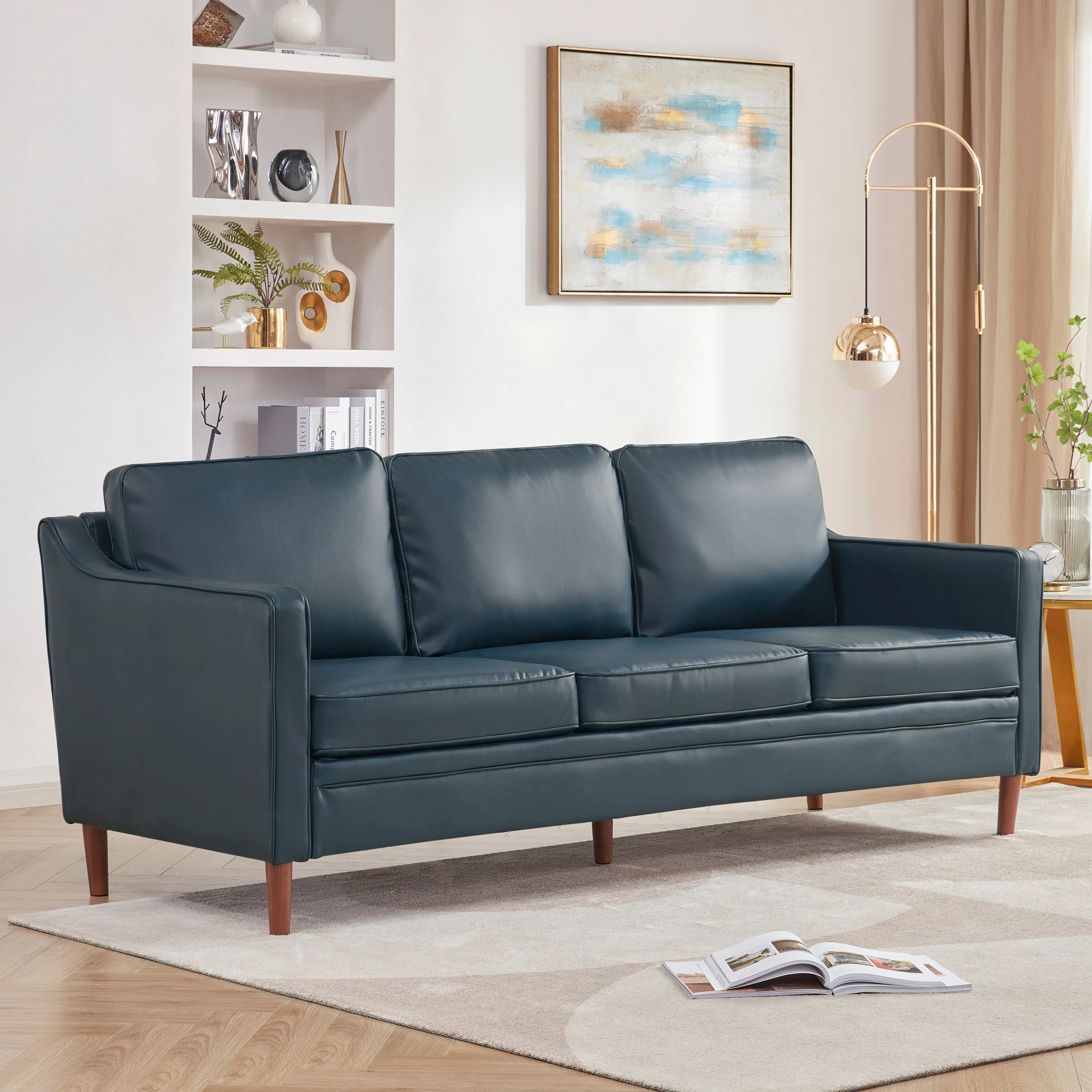 Azleigh 80.31'' Faux Leather Square Arm Sofa | Wayfair North America