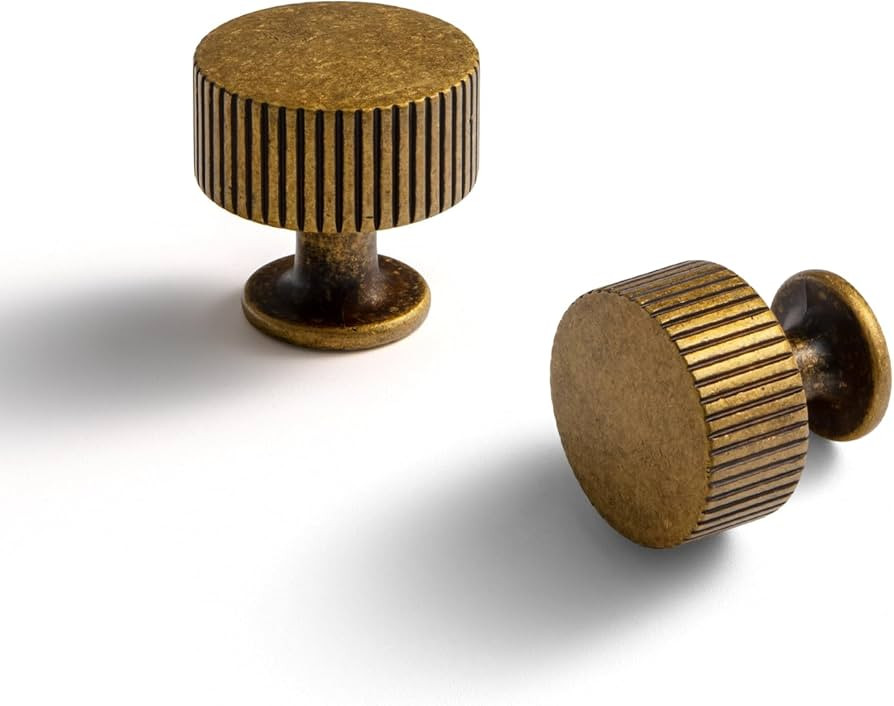 Goo-Ki Vintage Retro Antique Brass Zinc Alloy Cabinet Knob - Single Hole Striped Decorations Cabi... | Amazon (US)