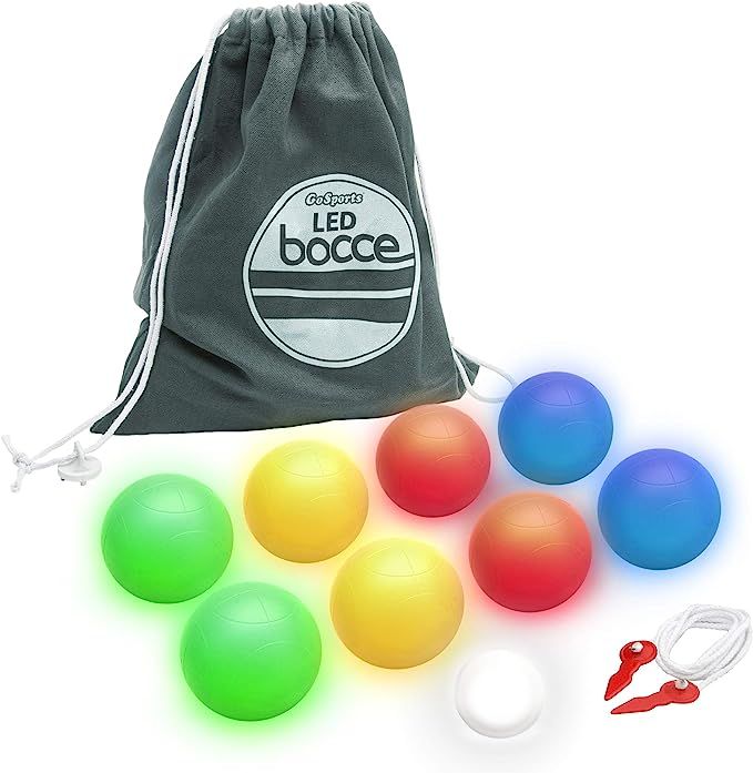 Amazon.com: GoSports 85mm LED Bocce Ball Game Set - Includes 8 Light Up Bocce Balls (8.5oz Each),... | Amazon (US)