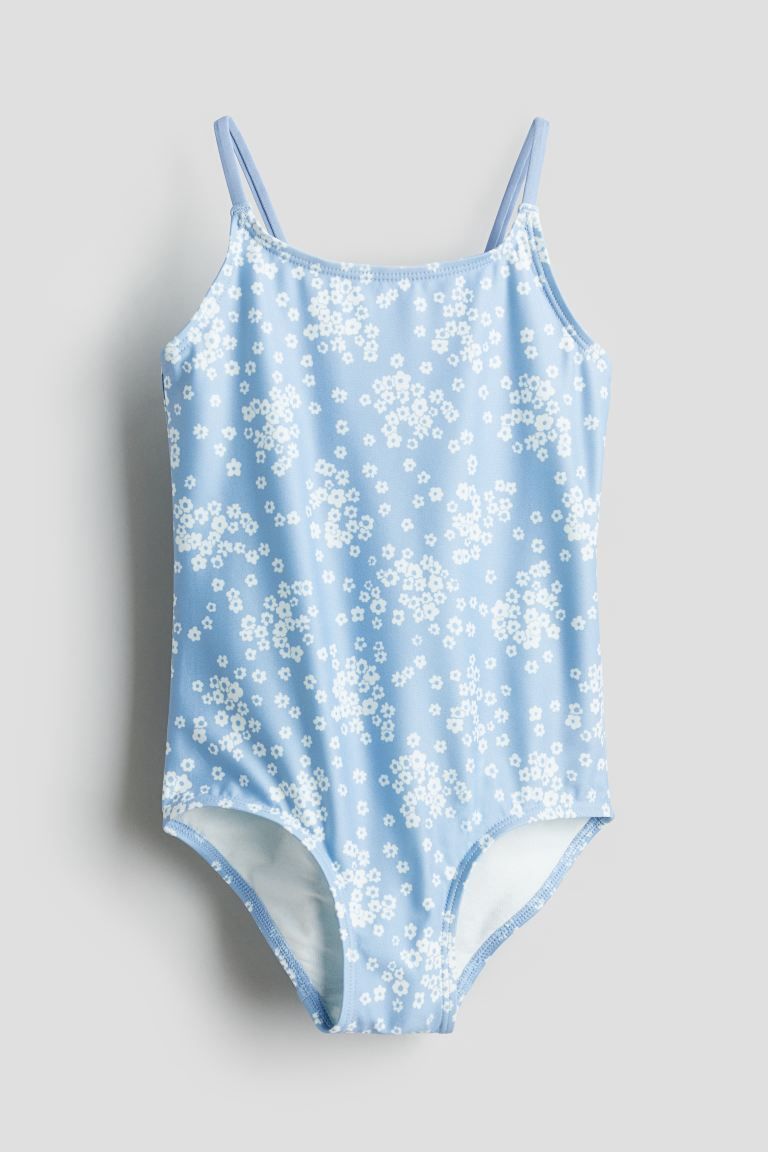 Patterned Swimsuit - Light blue/floral - Kids | H&M US | H&M (US + CA)
