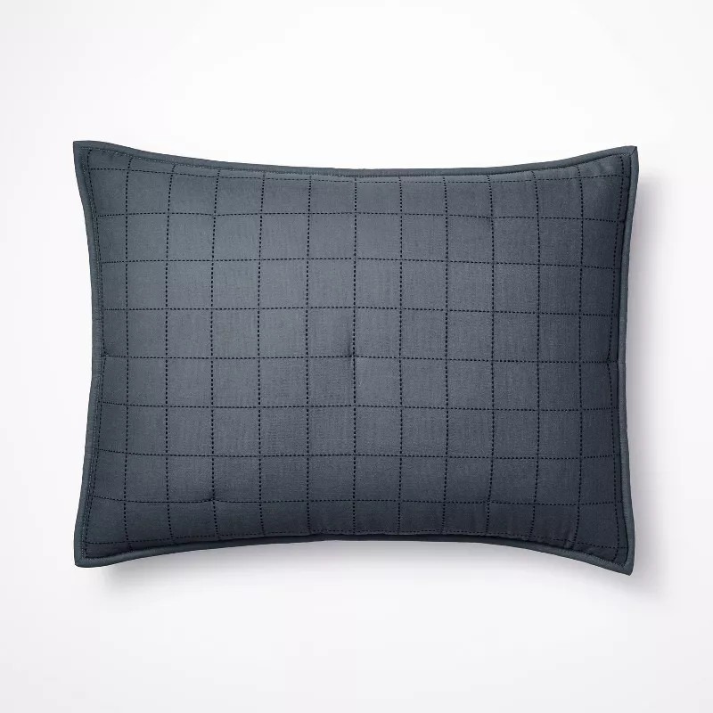 Standard Grid Stitch Cotton Quilt Sham Blue/Navy - Threshold™ designed with Studio McGee | Target