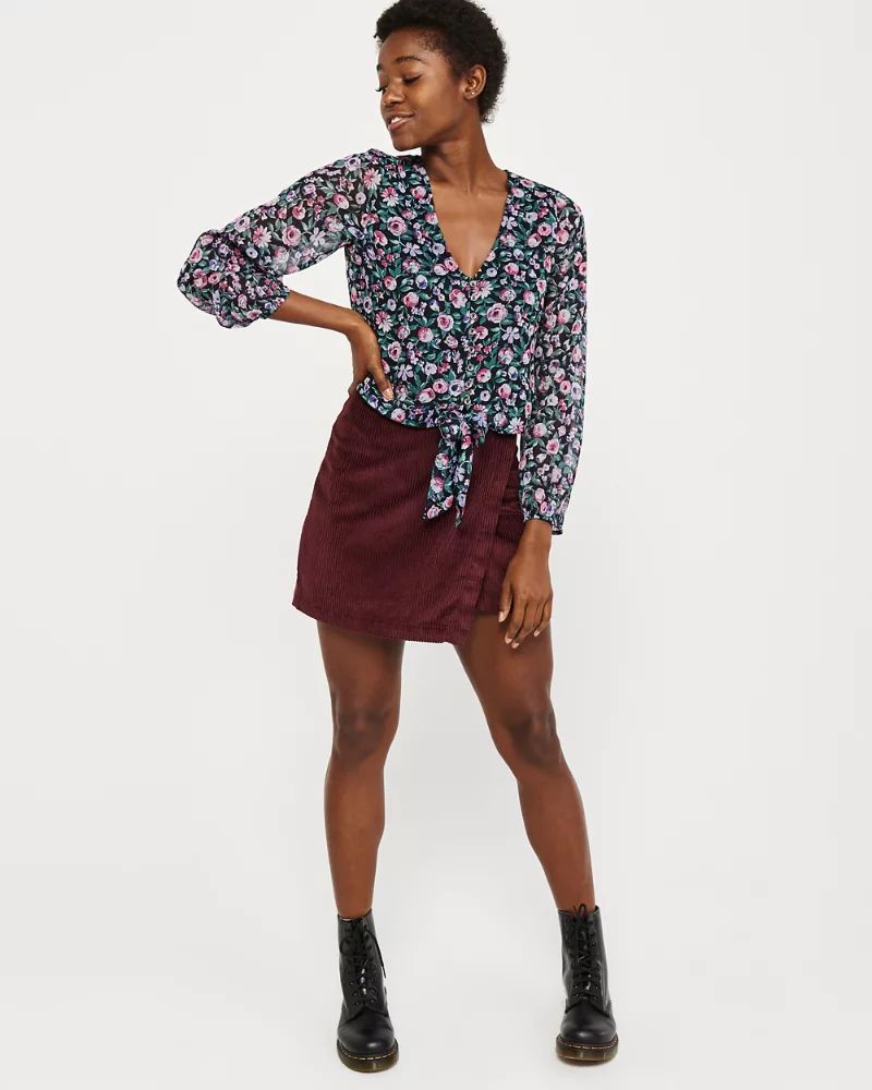 Tie-Front Chiffon Blouse | Abercrombie & Fitch US & UK