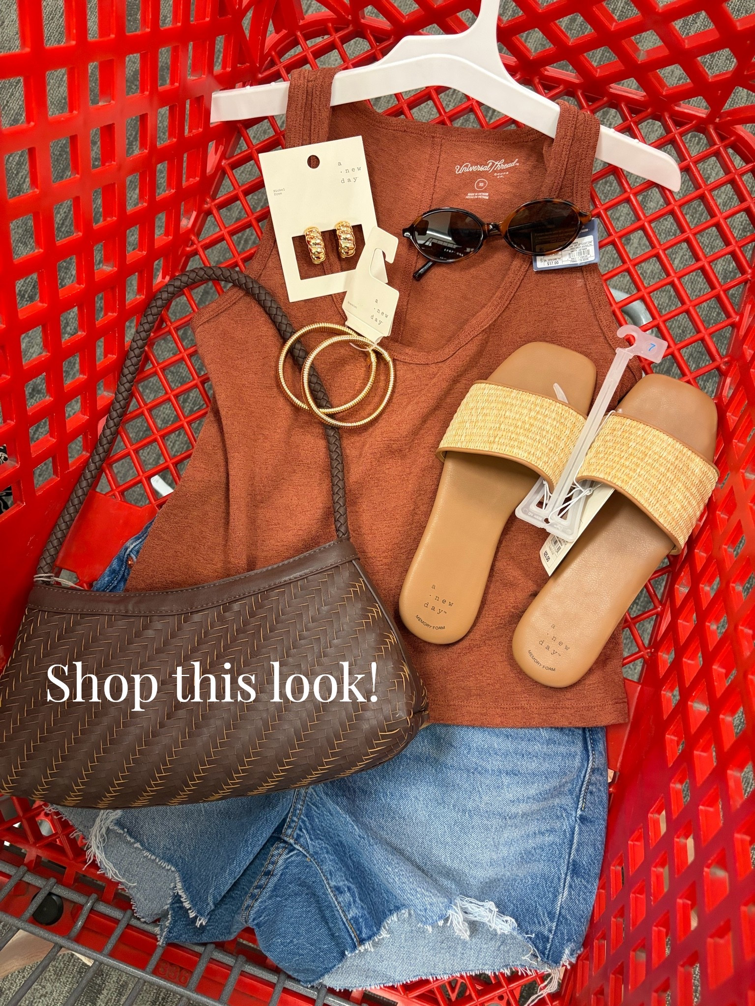 Your Sunday Target run just got a whole lot cuter 🛒 This rust tank, distressed denim shorts, woven memory foam sandals, dark brown woven shoulder bag, and tortoise sunglasses is the perfect effortless summer outfit — and it’s all from Target. All linked!

#LTKdayinmylife #LTKgrwm #LTKootd