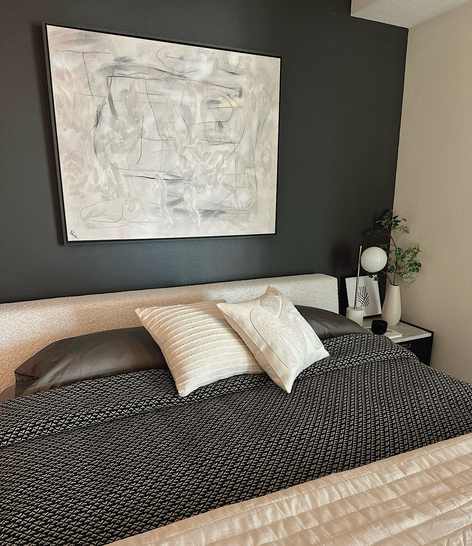 A cozy, modern, minimalist bedroom for my ATX penthouse project. Loving the low profile bed trend! 😉

#LTKHome