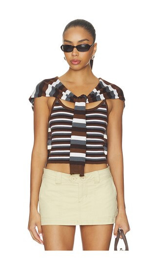 Monse Combo Stripe Cardigan Set in Brown. - size M | Revolve Clothing (Global)