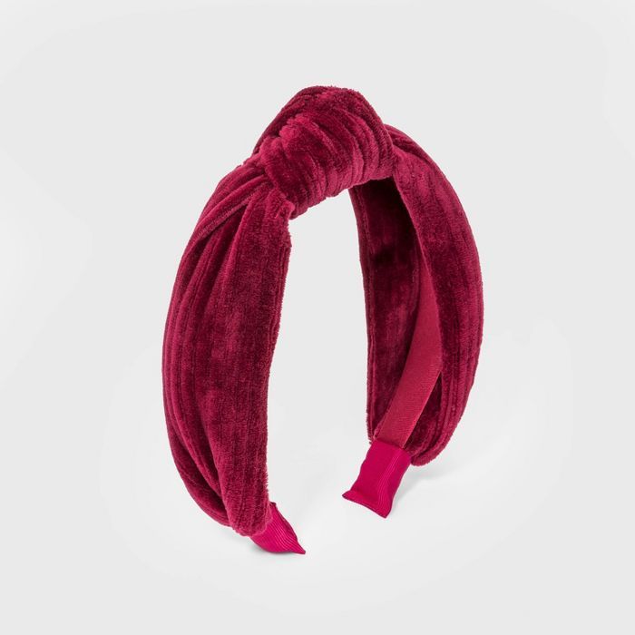 Girls' Rib Velvet Top Knot Headband - Cat & Jack™ Burgundy | Target