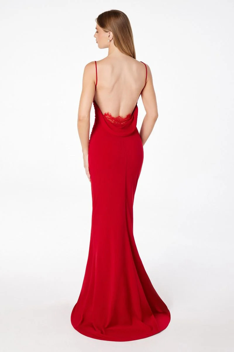 Bette Lace Back Draped Maxi Dress | Lady Black Tie