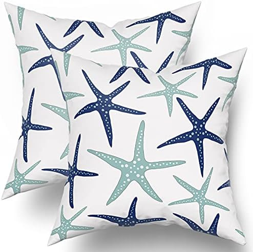Starfish Pillow Covers 18X18 Inch Summer Nautical Coastal Pillows Farmhouse Outdoor Decor for Home B | Amazon (US)