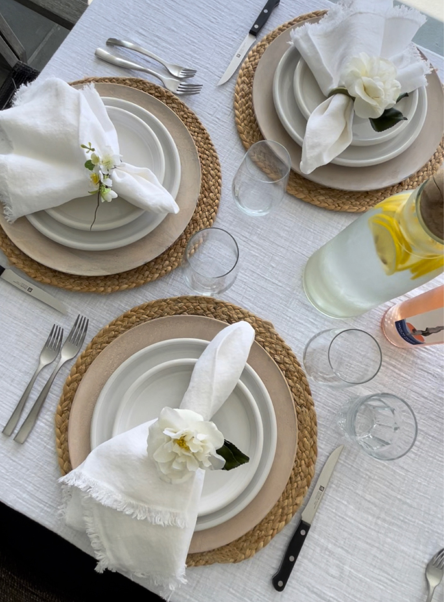 Coastal table setting for an informal dinner party #tablescape #tablesetting

#LTKhome #LTKsalealert