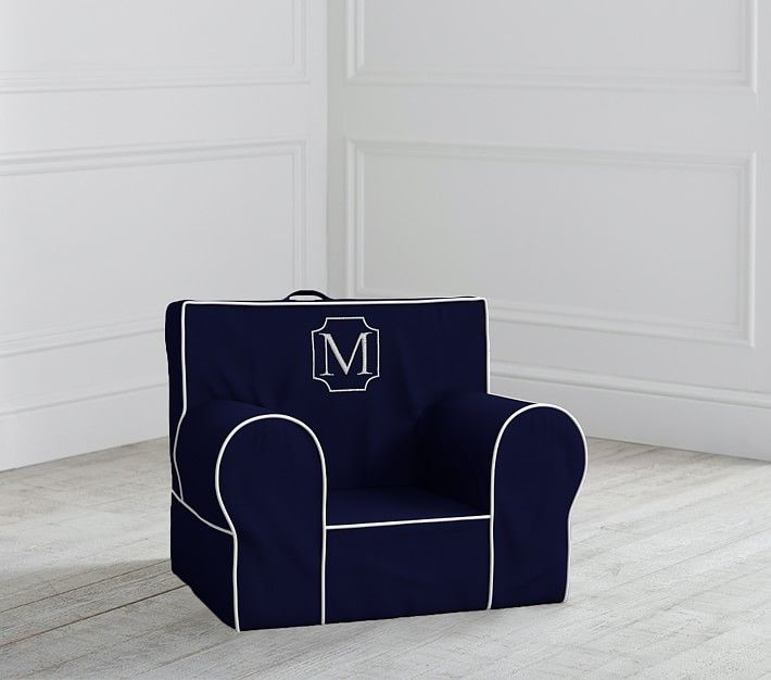 My First Navy with White Piping Anywhere Chair® | Pottery Barn Kids