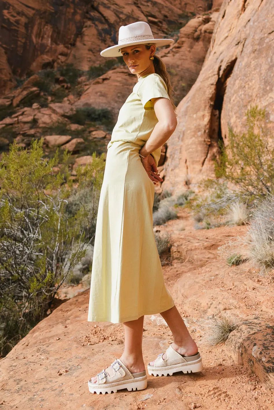 Sarah Twofer Dress in Lime | Bohme