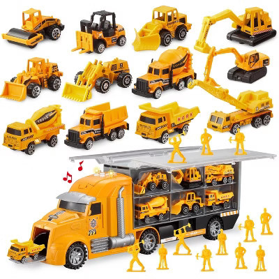 Joyfy 25 in 1 Construction Truck Toy Set, Play Vehicles with Sounds Lights, Push and Go Vehicle Cars, Kids Birthday Christmas Gifts for Boys Ages 3+ | Target