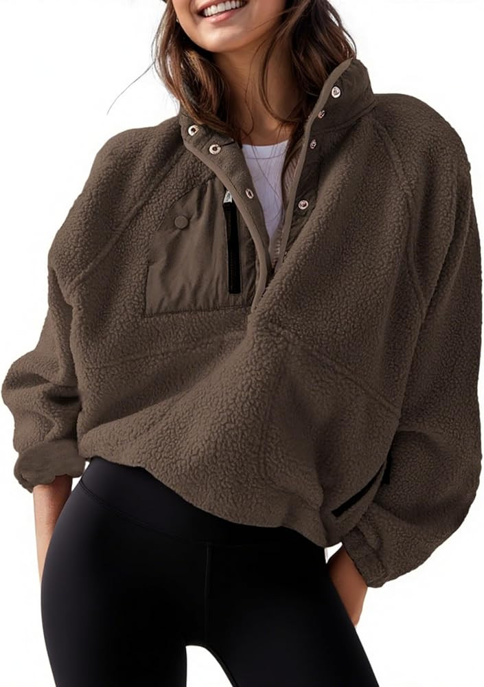 AMEBELLE Women’s Lightweight Fleece Pullover Jacket Cropped Fall Winter Fuzzy Sherpa Jacket Swe... | Amazon (US)