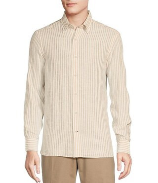 Blue Label Cape Town Collection Stripe Long Sleeve Woven Linen Shirt | Dillard's