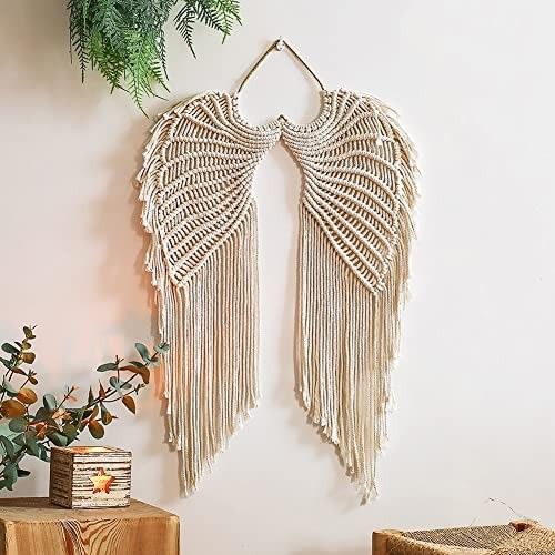 WAQIA HOME Angel Wings Macrame Wall Hanging Tapestry, Macrame Woven Boho Angel Wings Tapestry wit... | Amazon (US)