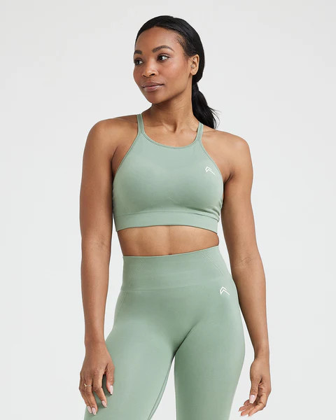 Effortless Seamless High Neck Bralette | Sage | Oner Active (UK / US)