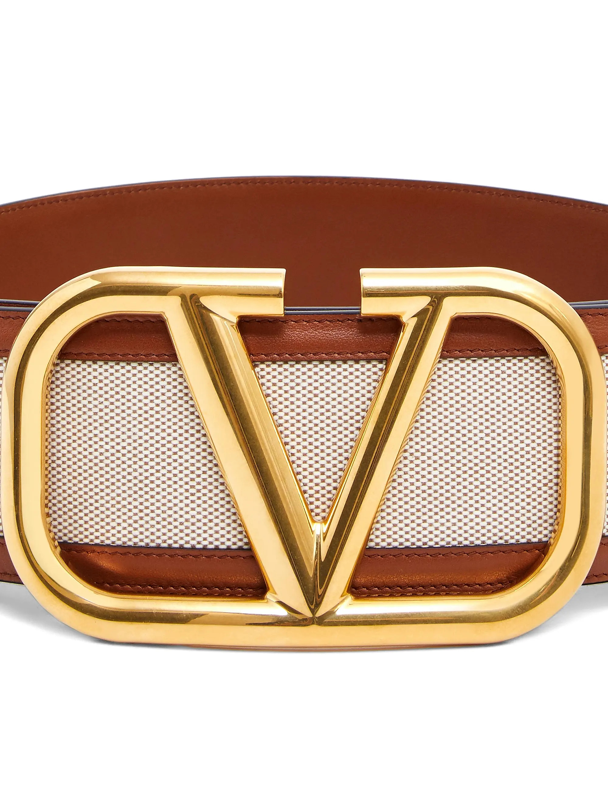 VLogo Canvas Leather Belt | Saks Fifth Avenue