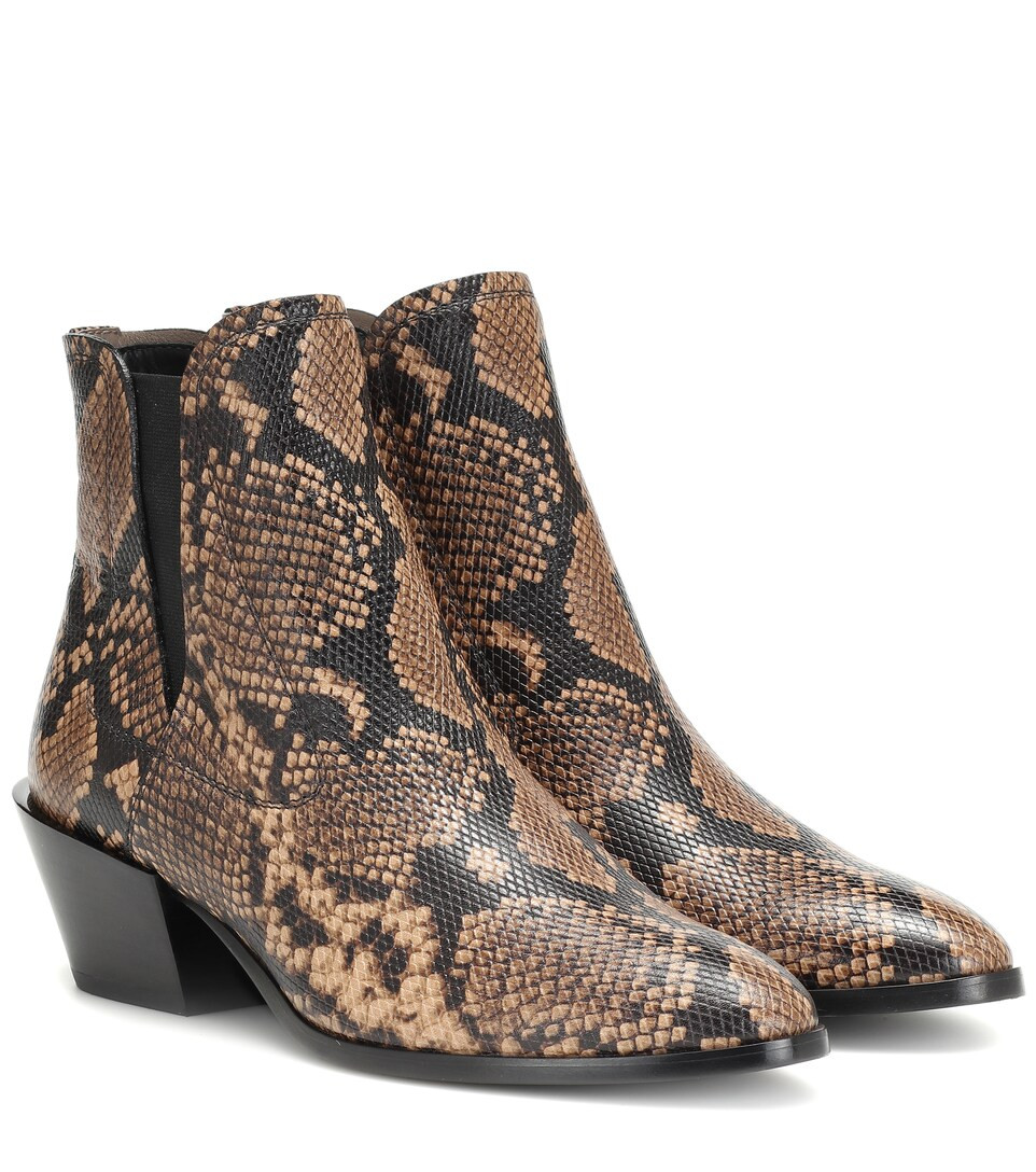Snake-effect leather ankle boots | Mytheresa (INTL)