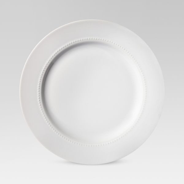 11" Porcelain Beaded Rim Dinner Plate White - Threshold™ | Target