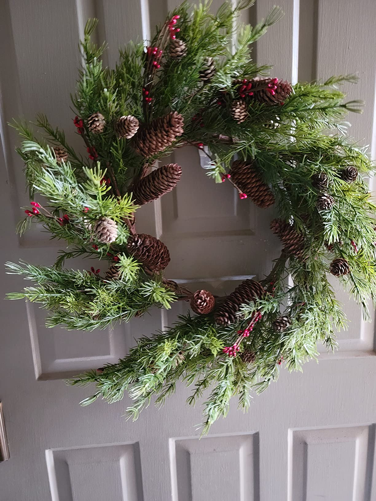 22 inch Artificial Christmas Wreath Winter Wreath with Big pinecones,Pine Needles for Indoor Outdoor Farmhouse Home Wall Window Festival Wedding Decor | Amazon (US)