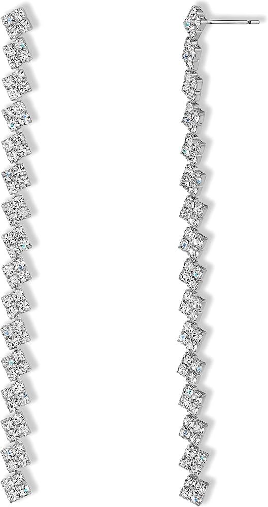Simulated Diamond Long Dangle Earrings for Women - Cubic Zirconia Rhinestone Statement Earrings i... | Amazon (US)