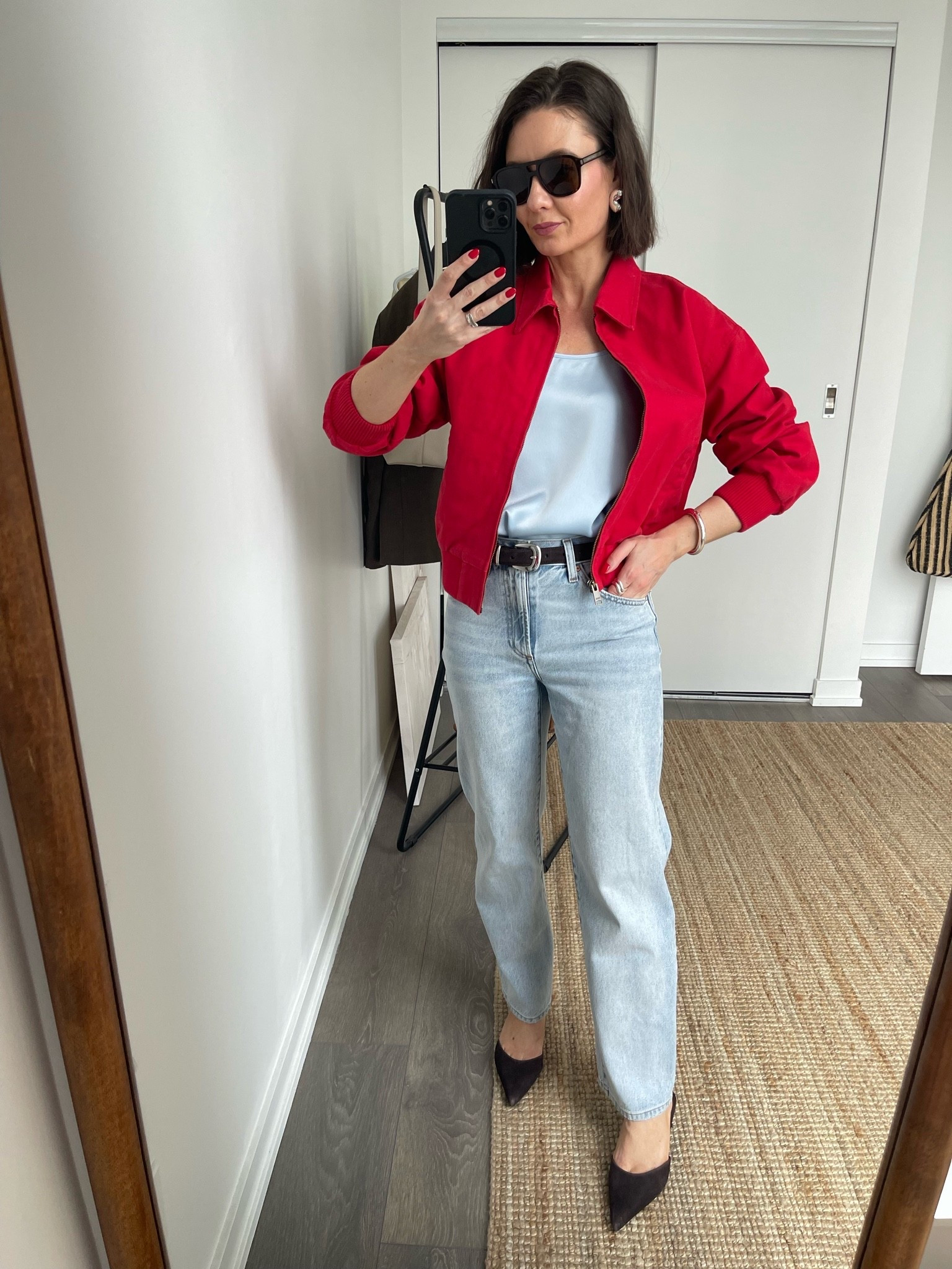 Can’t get enough of red this season! My jacket is almost sold out but I linked some other great options.

Jacket - S
Satin tank - XS
Jeans - size 24

#LTKcanada #LTKsummer #LTKstyletip