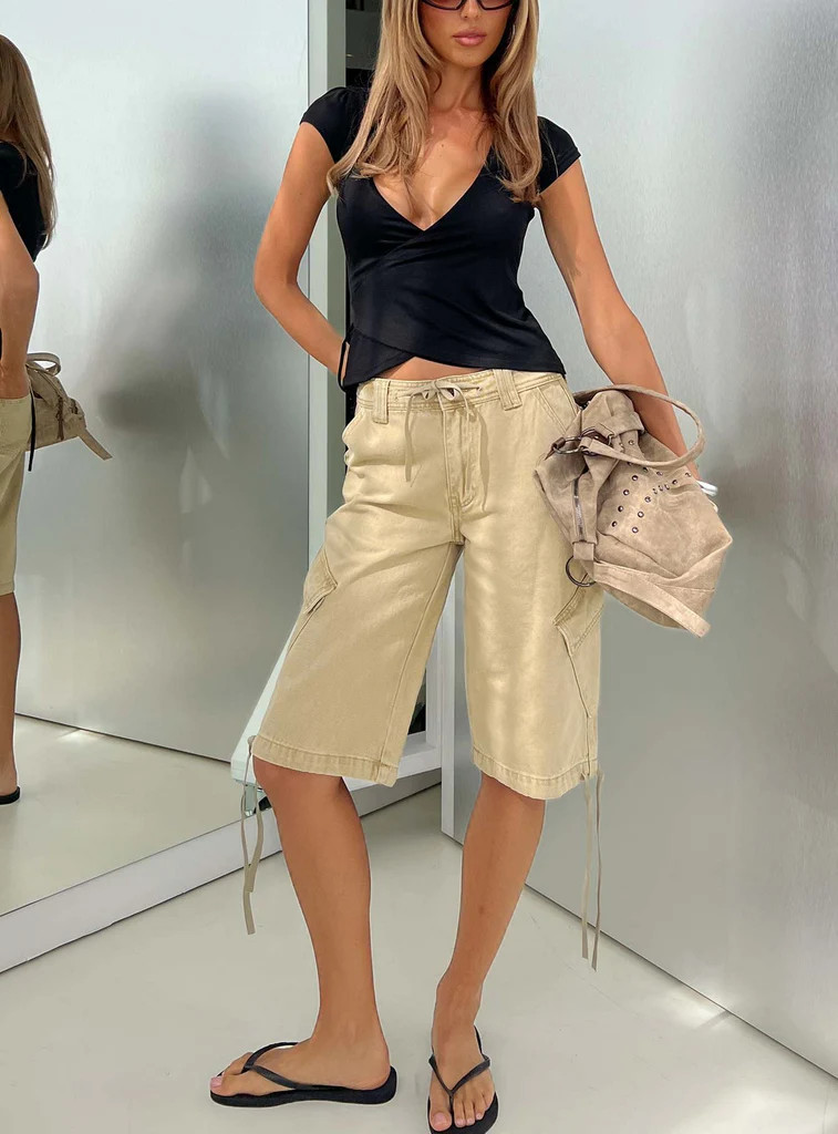 Apres Tie Waist Jorts Stone | Princess Polly US