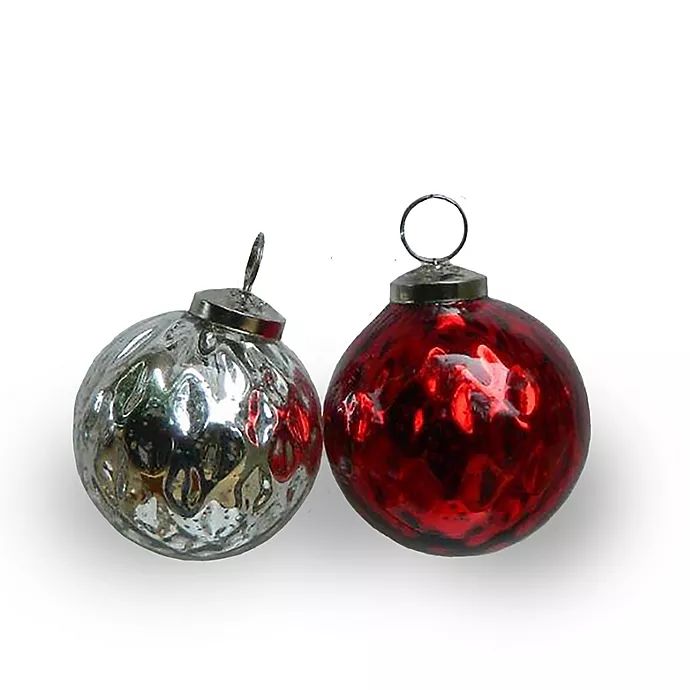 4-Inch Assorted Mercury Glass Christmas Ornaments in Red/Silver | Bed Bath & Beyond