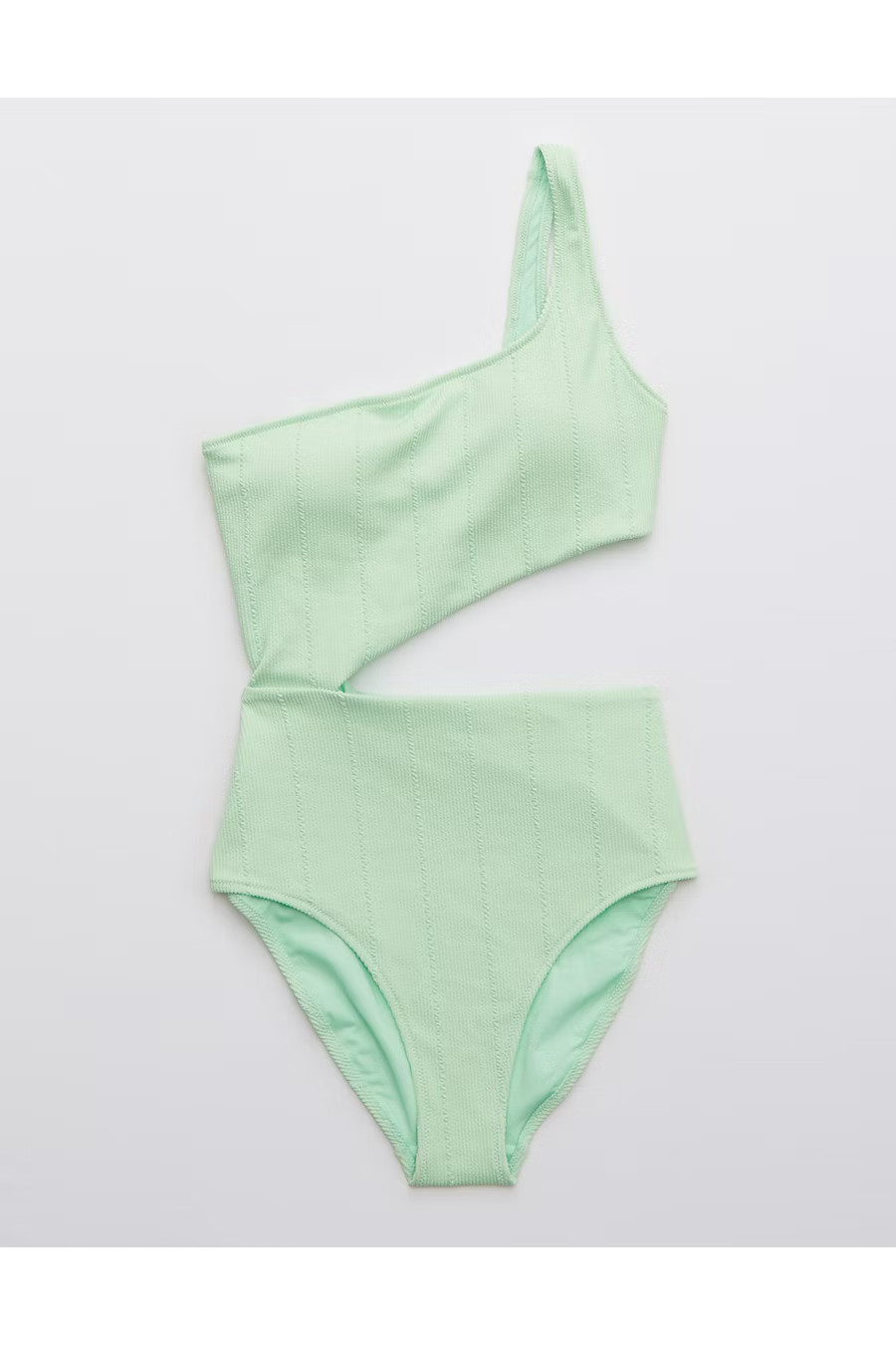 Aerie Crinkle Asymmetrical Cut Out One Piece Swimsuit | American Eagle Outfitters (US & CA)