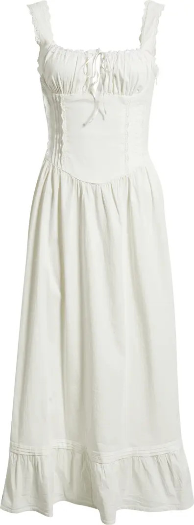 Gabriette Tie Front Lace Trim Maxi Dress | Nordstrom