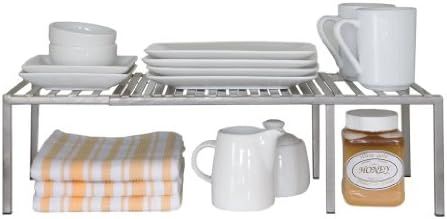 Seville Classics Iron Slat Expandable Kitchen Counter and Cabinet Shelf, Platinum | Amazon (US)