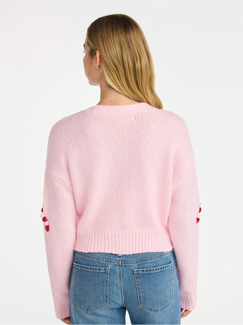 No Boundaries Embroidered Christmas Cardigan, Women's & Women's Plus - Walmart.com | Walmart (US)