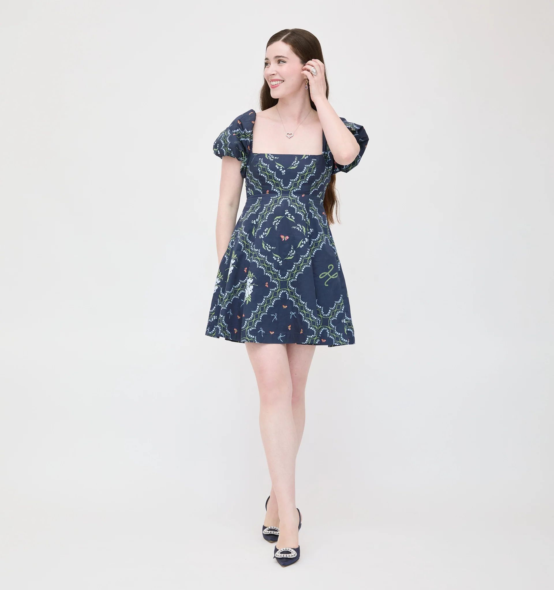 The Matilda Mini Dress - Navy Floral Patchwork | Hill House Home