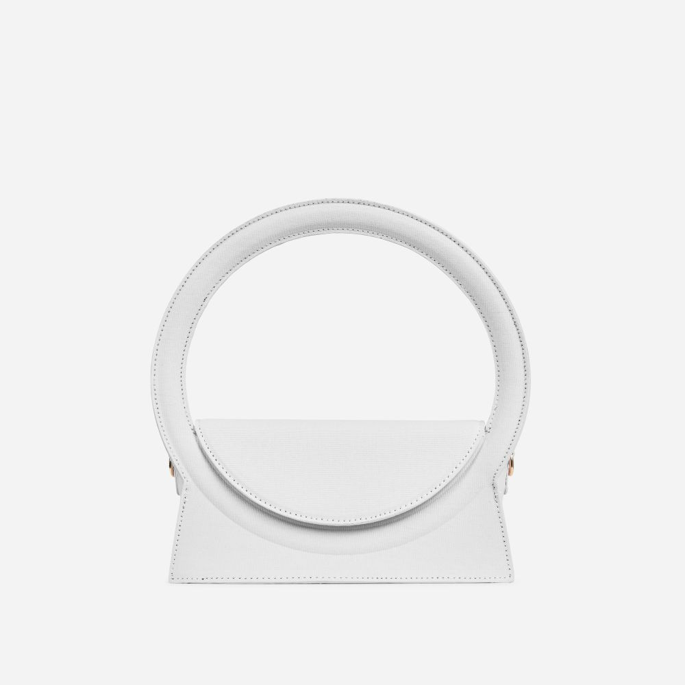 Eloise Round Handle Rectangular Shaped Grab Bag In Cream Linen | EGO (UK)