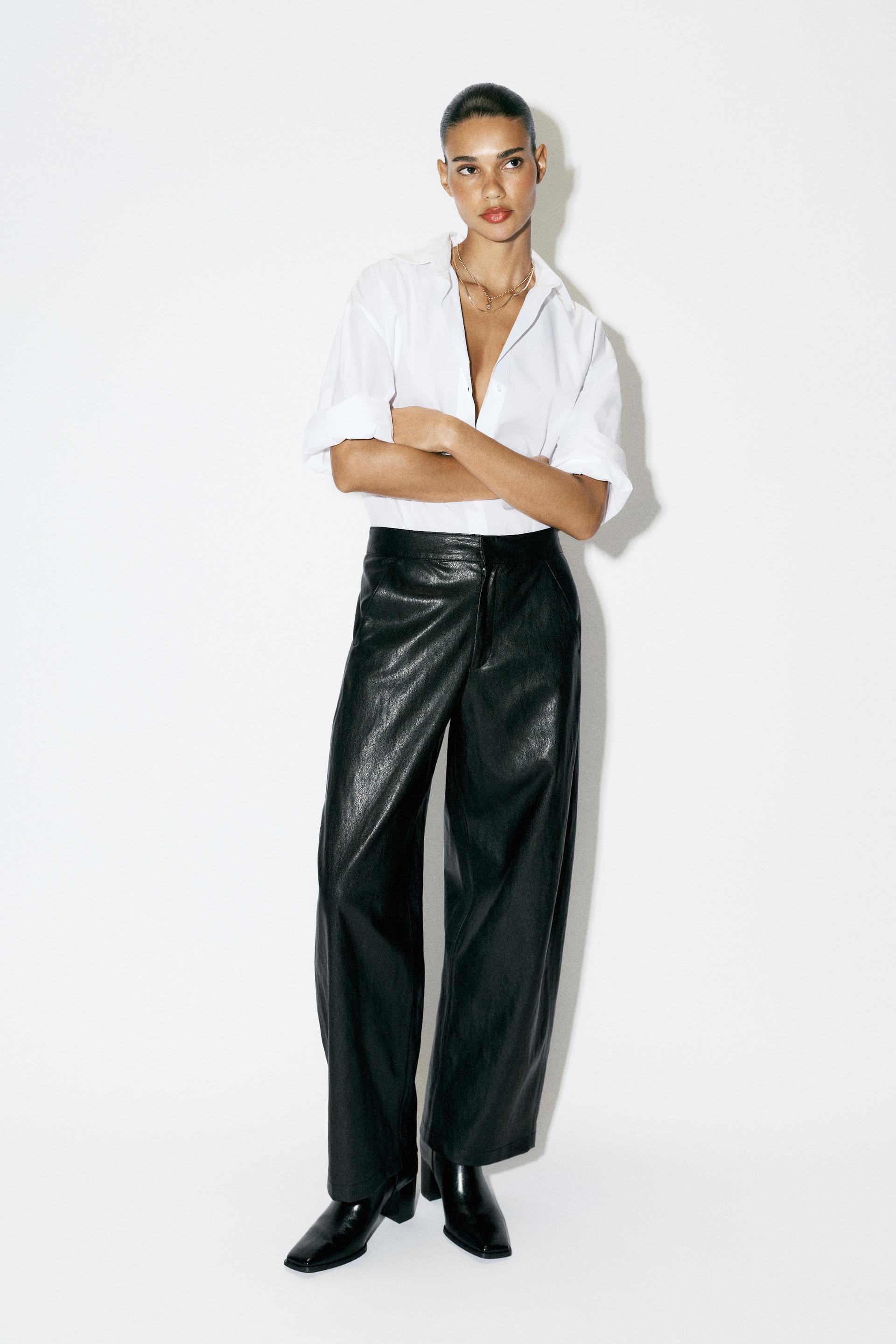 Zara - Faux Leather Barrel Pants - Black - Xl - Woman | Zara US