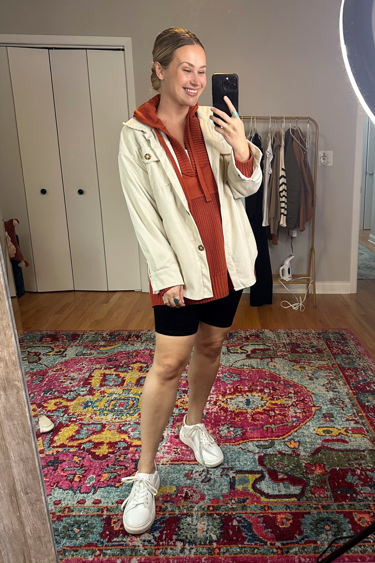 Casual fall outfit idea / bike shorts, bike shorts, oversized sweater and shacket #amazonfashion #walmartfinds #falloutfits #casualoutfit 

#LTKshoecrush #LTKstyletip #LTKfindsunder50