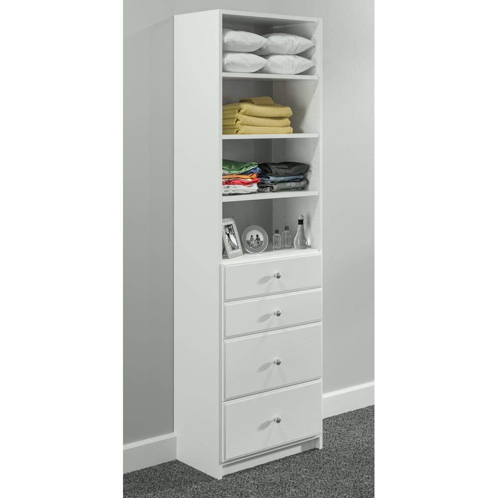 84 in. H x 25.375 in. W White Drawer and Shelving Tower Kit | The Home Depot