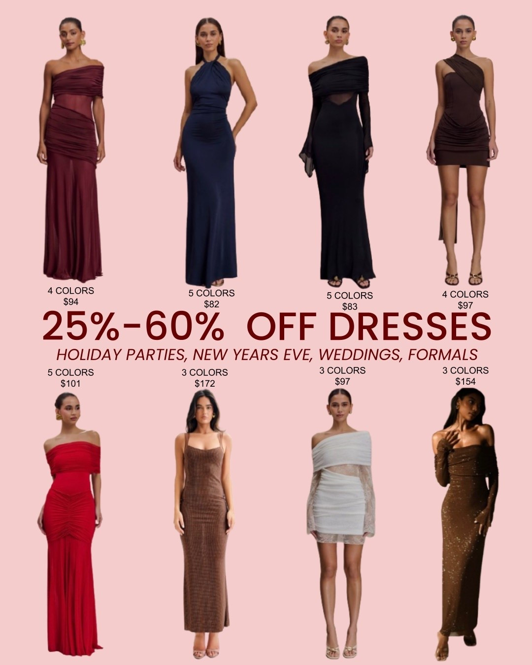Major sale on these dresses perfect for holiday parties, weddings, New Year’s Eve, and upcoming special events. Most of these are under $100 and all sizes available right now! I wear an xs in this brand for reference. 

#LTKSaleAlert #LTKHoliday #LTKFindsUnder100