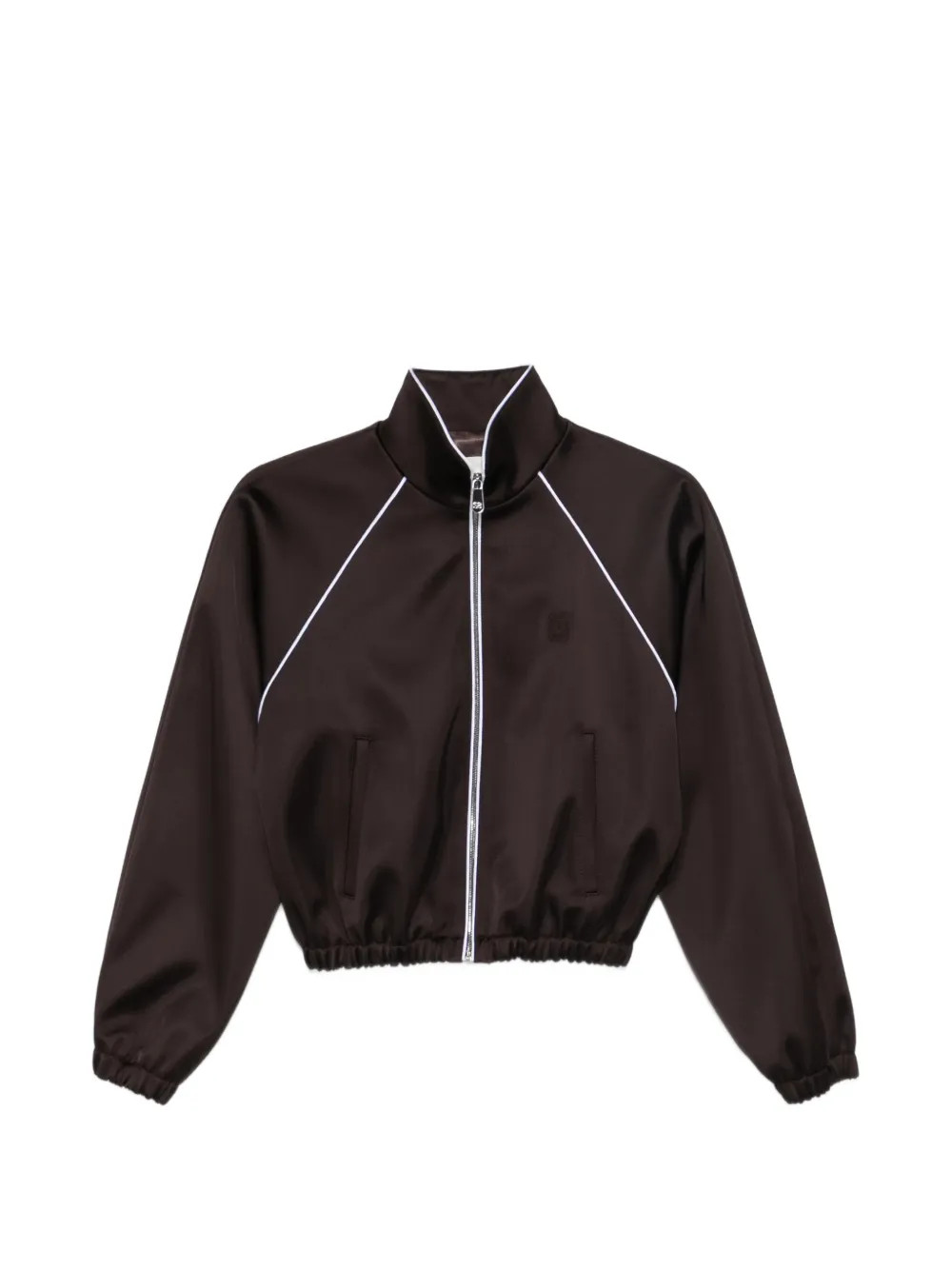 SANDRO embroidered cropped satin jacket - Brown | Farfetch Global