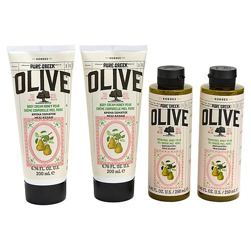 Korres Honey Pear Greek Olive 4pc Cleanse, Nourish & Firm Set | HSN