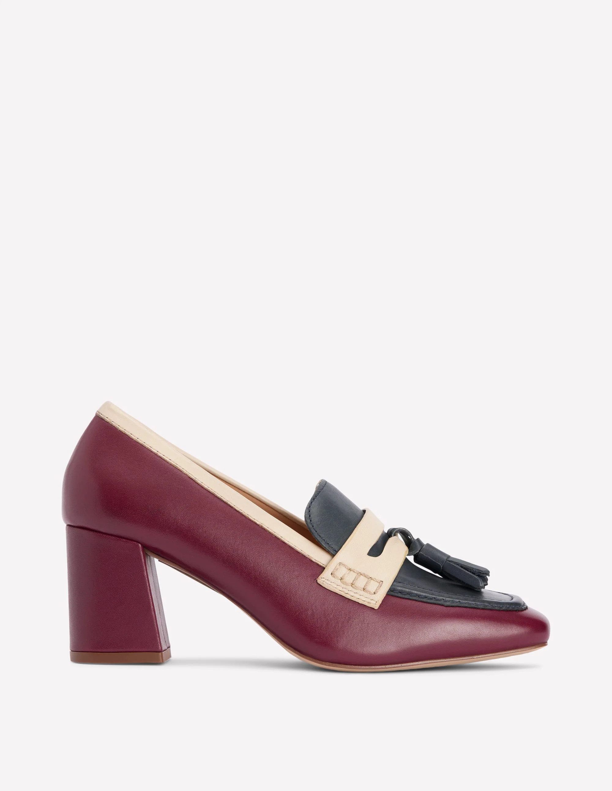 Sol Block Heeled Penny Loafers-Oxblood | Boden (US)