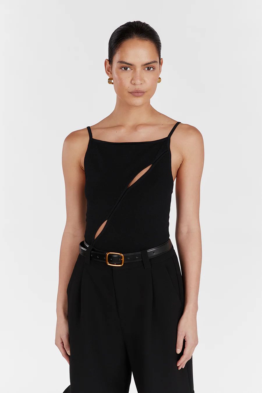 CORA BLACK SLEEVELESS KNIT TOP | DISSH