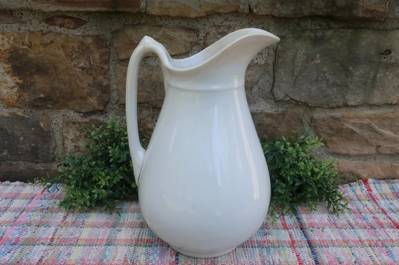 Large White Ironstone Pitcher Iron Stone China Warranted | Etsy (US)