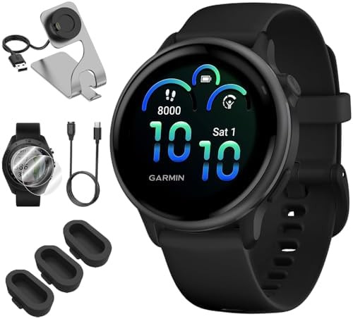 Garmin 010-02985-00 VIVOACTIVE 6 Health & Fitness GPS Smartwatch, Black with Silicone Band Bundle... | Amazon (US)