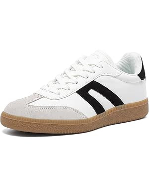 Women's Retro Gum Sole Fashion Sneakers-Lace Detail Casual Retro Walking Shoes-Gum Sole Casual Te... | Amazon (US)