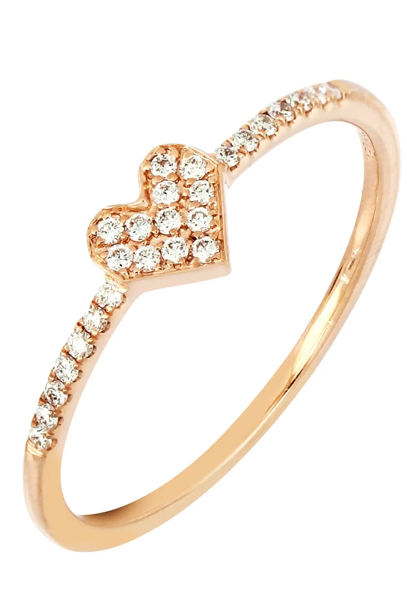 18K Rose Gold Pave Diamond Heart Ring - 0.12 ctw | Nordstrom Rack