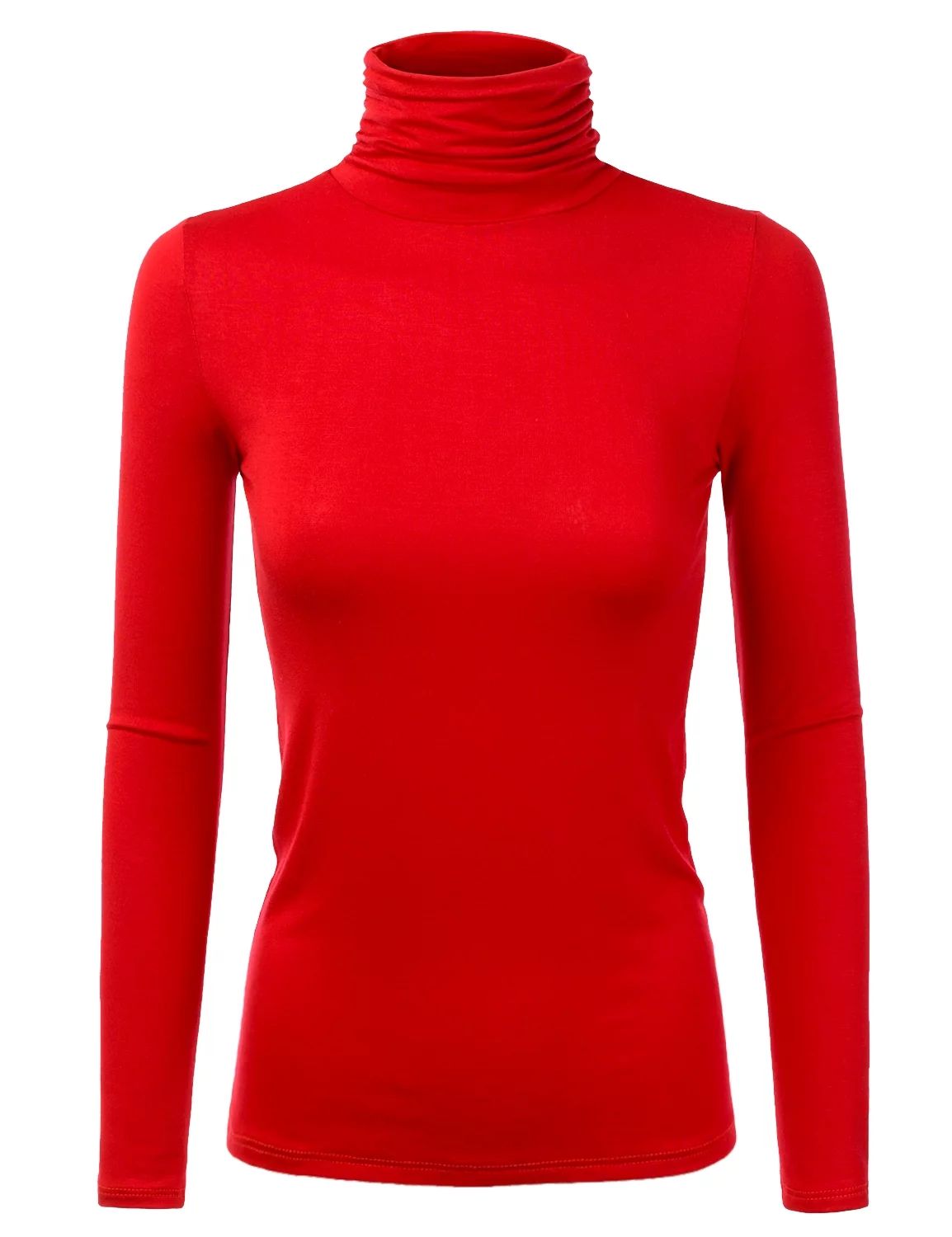 Doublju Women's Basic Slim Fit Sweater Long Sleeve Turtleneck T-Shirt Top Pullover - Walmart.com | Walmart (US)