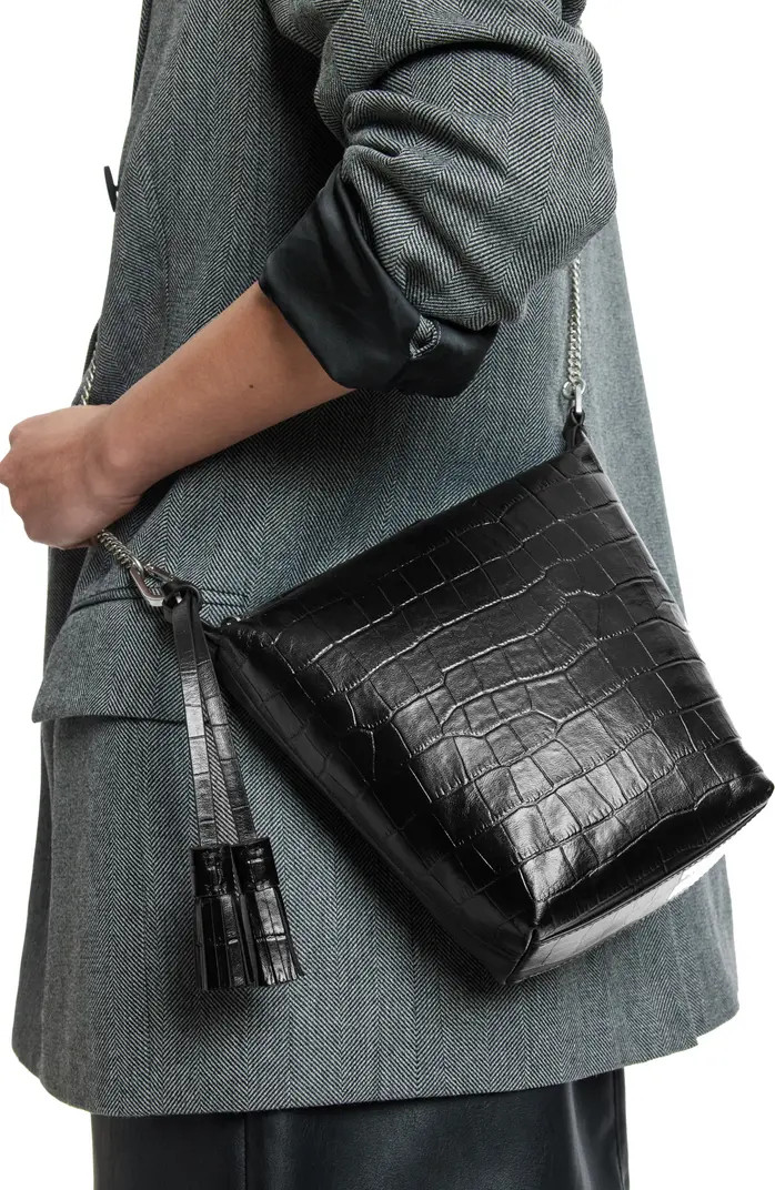 Evaline Croc Embossed Leather Crossbody | Nordstrom