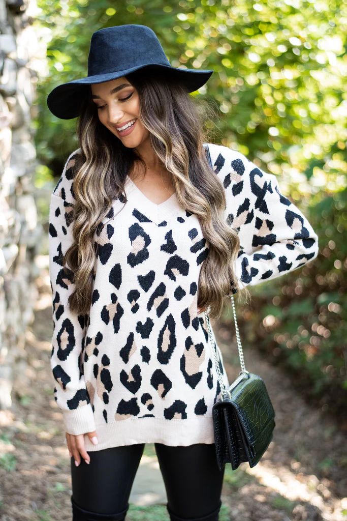Feeling Sassy Taupe Leopard Sweater | The Mint Julep Boutique