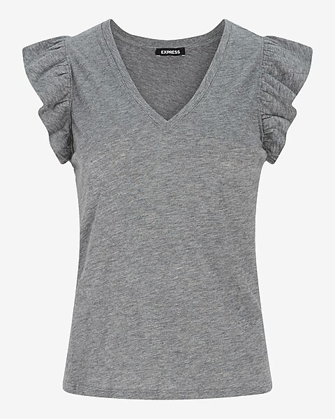 Skimming Slub Ruffle Sleeve Tee | Express